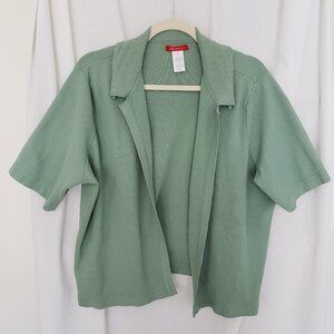 Woman Anne Klein Mint Short Sleeve Collar Open Blazer Suit Size 2X